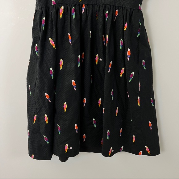 NWT Kate Spade Flock Party Jacquard Mini Dress Black Pink Parrots Size 6 - Picture 6 of 10